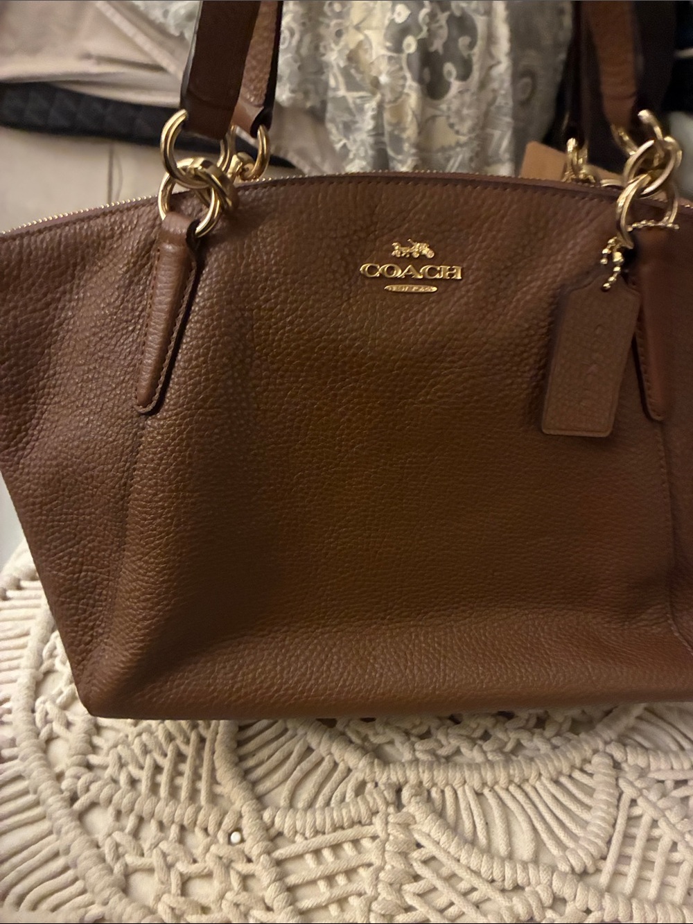Coach Chestnut Pebbled Leather Shoulder Bag